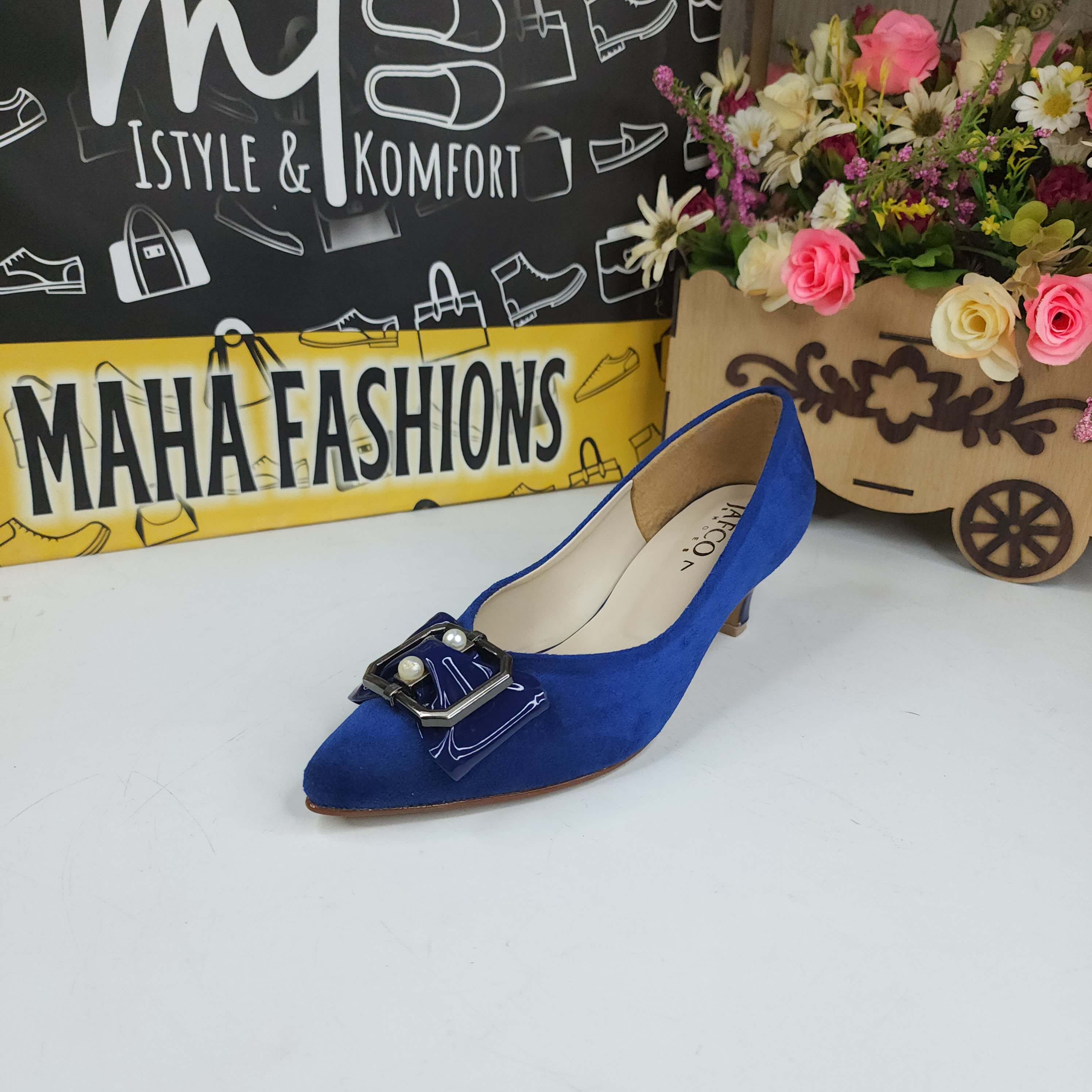 Blue Buckle Shoe in Heel - Maha fashions -
