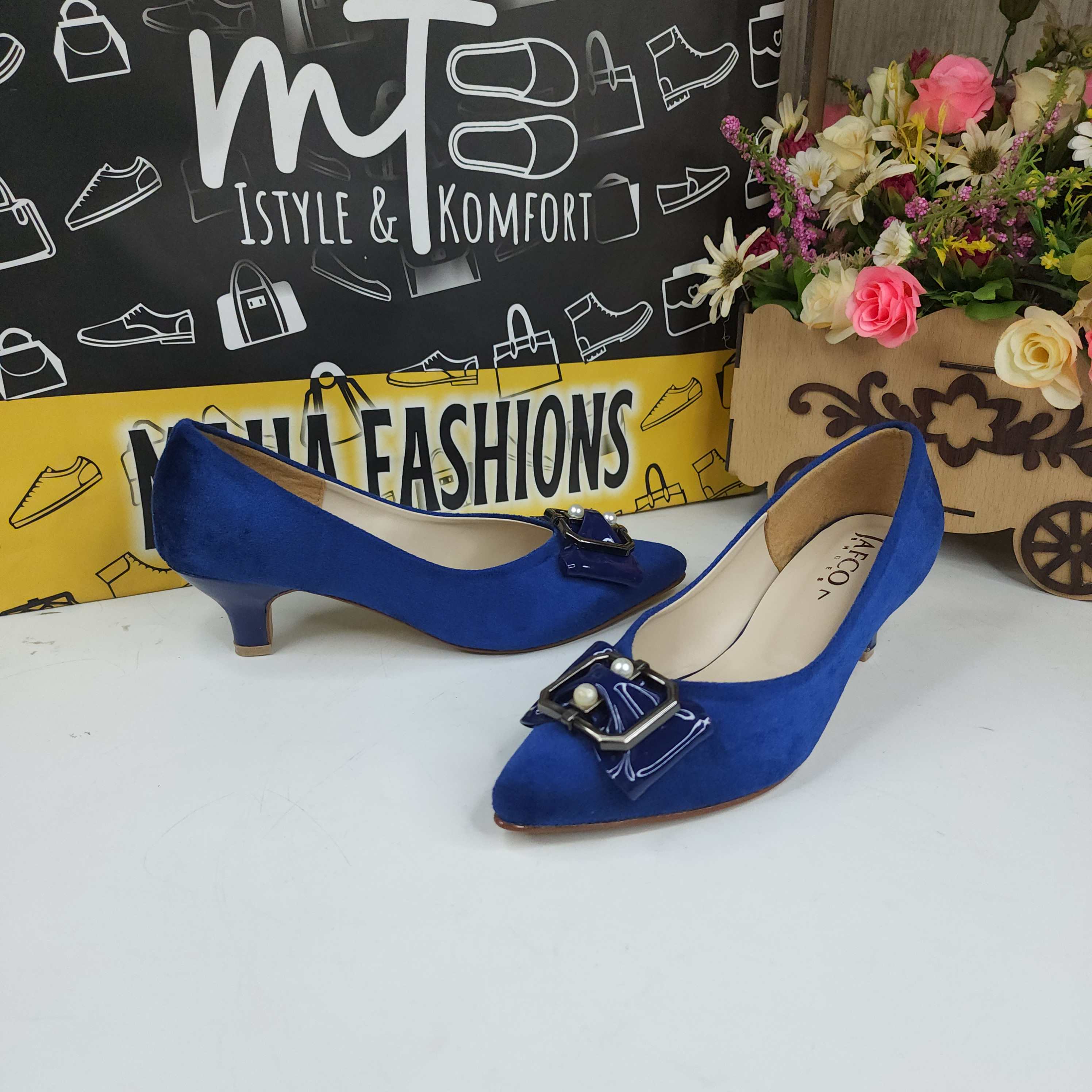 Blue Buckle Shoe in Heel - Maha fashions -