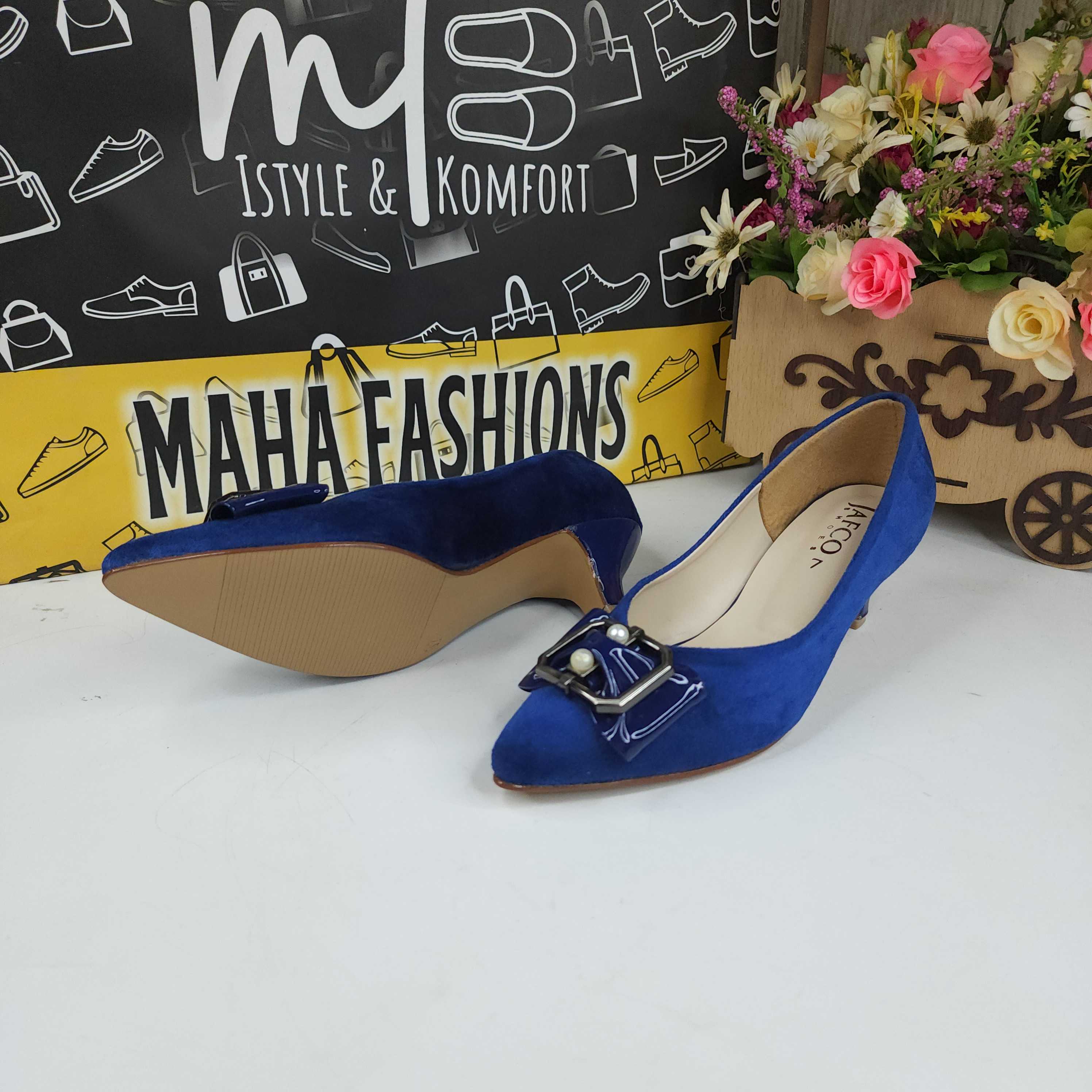 Blue Buckle Shoe in Heel - Maha fashions -