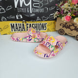 Pink Printed Slides - Maha fashions -  Women Footwear