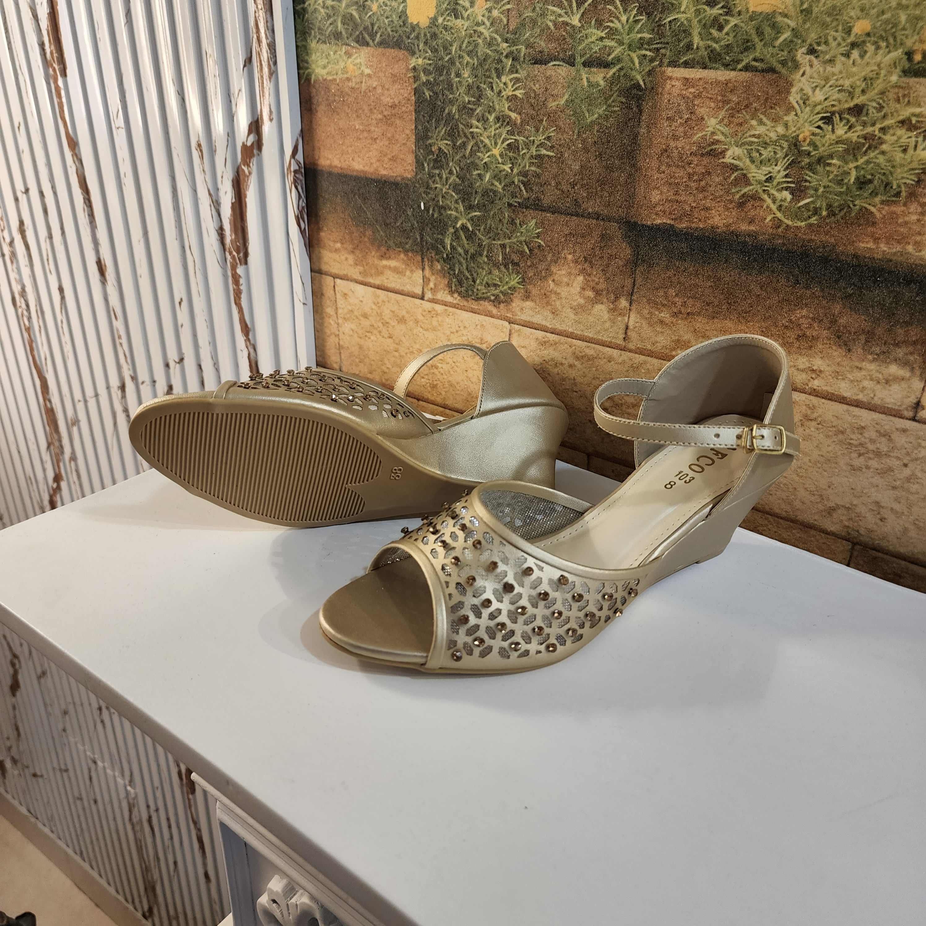 Golden Casual Sandals in Wedge - Maha fashions -  Women Footwear