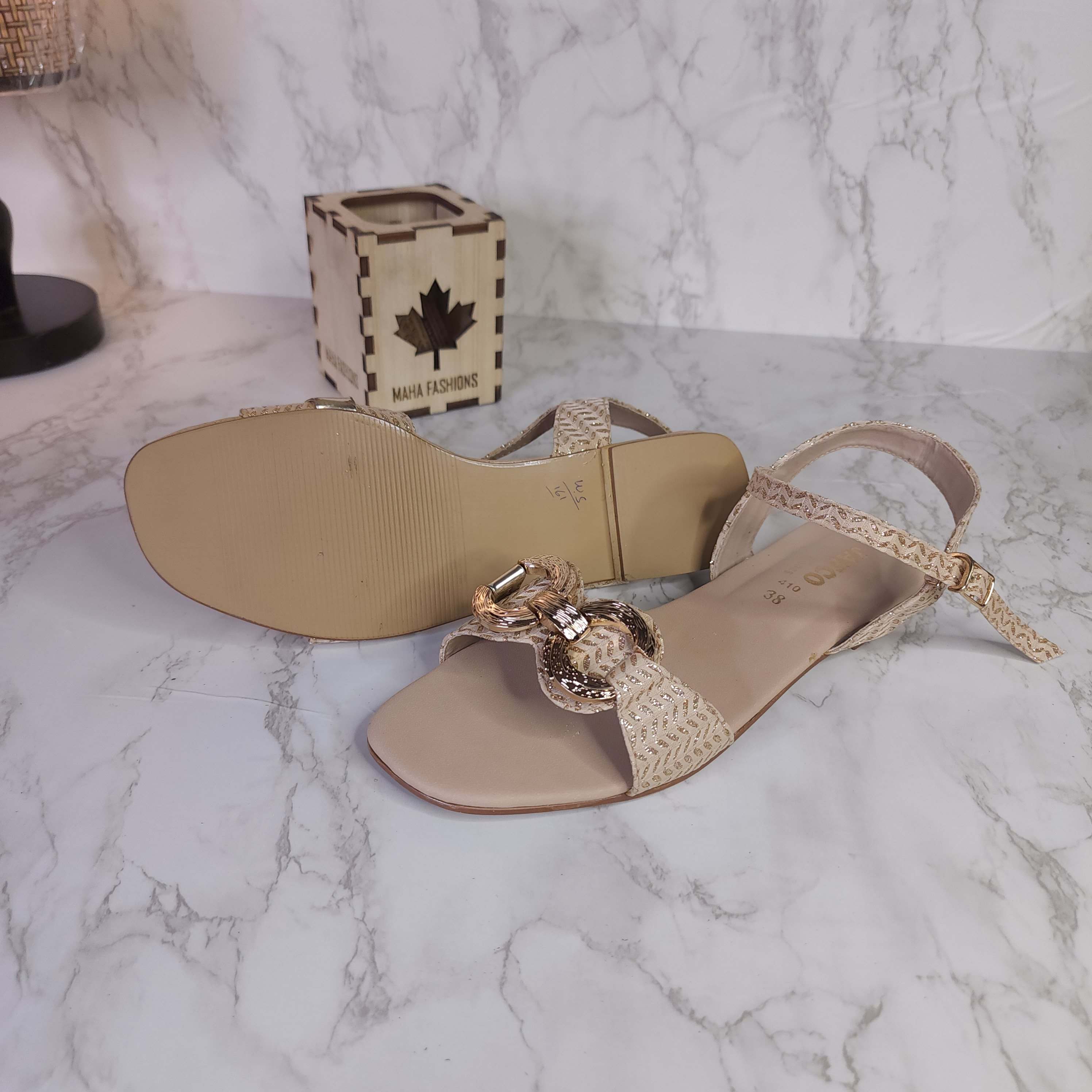 Fown Buckle Sandals - Maha fashions -  Women Footwear