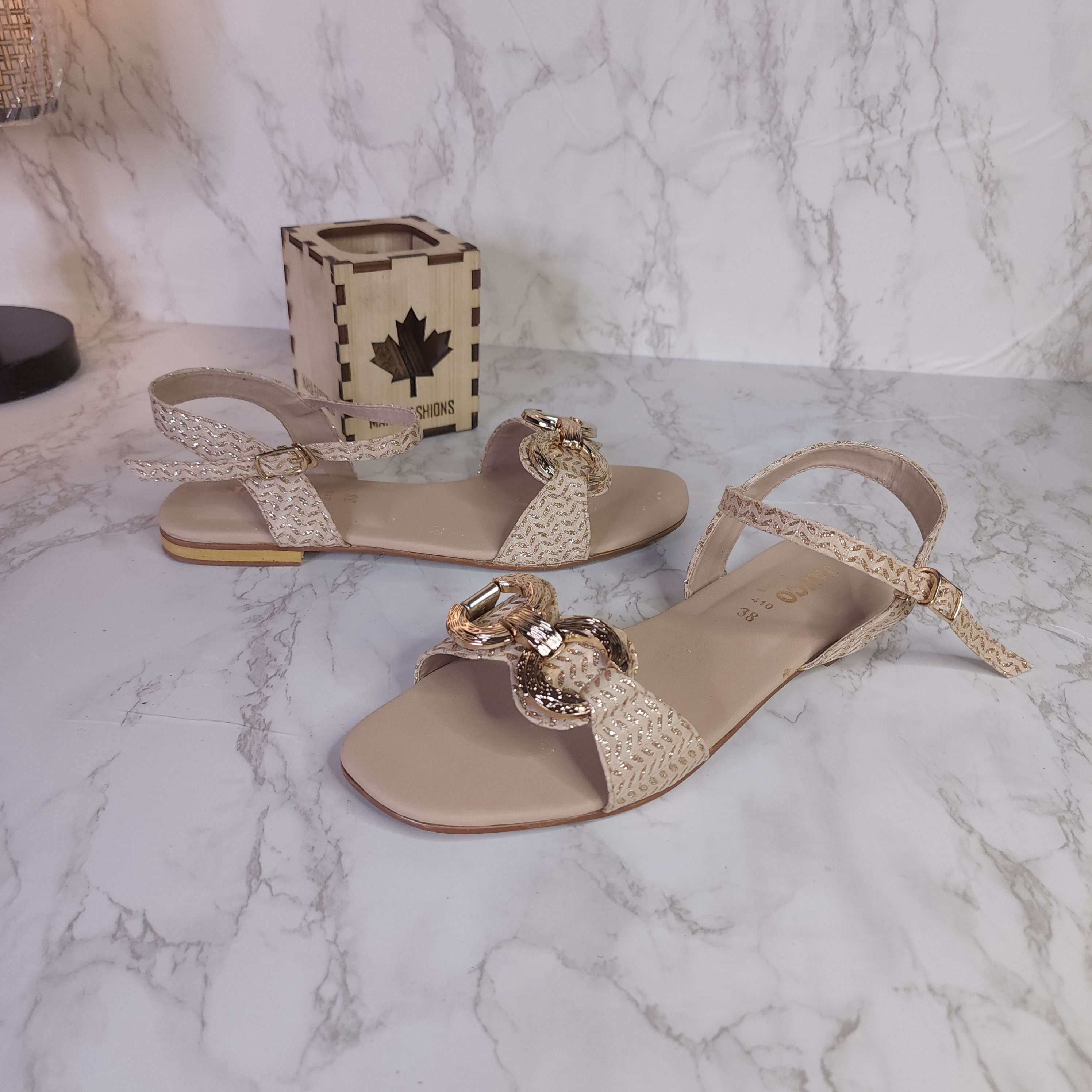 Fown Buckle Sandals - Maha fashions -  Women Footwear