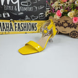 Yellow Sandals in Heels With Buckle - Maha fashions -  