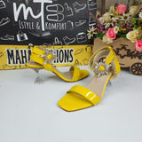 Yellow Sandals in Heels With Buckle - Maha fashions -  