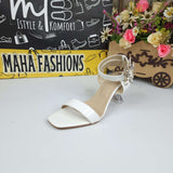 White Sandals in Heels With Buckle - Maha fashions -  