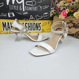 White Sandals in Heels With Buckle - Maha fashions -  