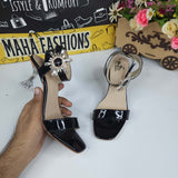 Black Sandals in Heels With Buckle - Maha fashions -  