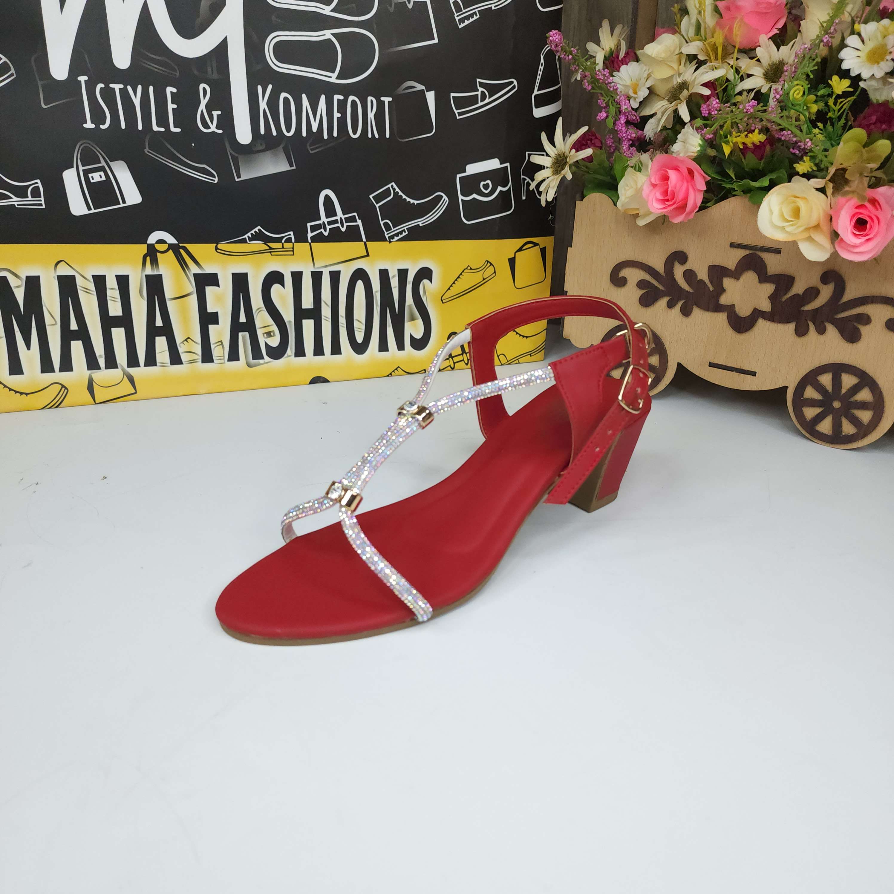 Red Studs Sandals - Maha fashions -  Women Footwear
