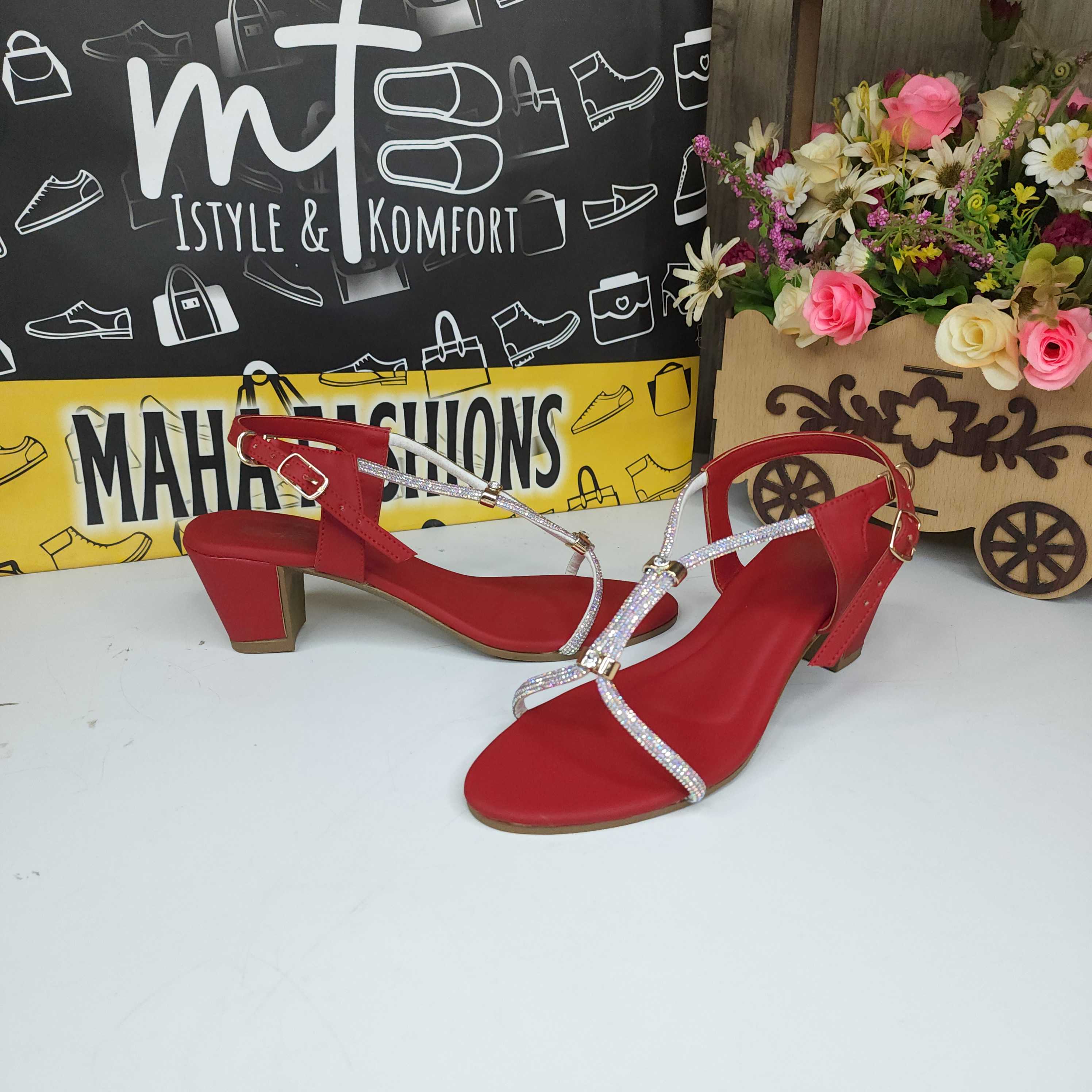 Red Studs Sandals - Maha fashions -  Women Footwear