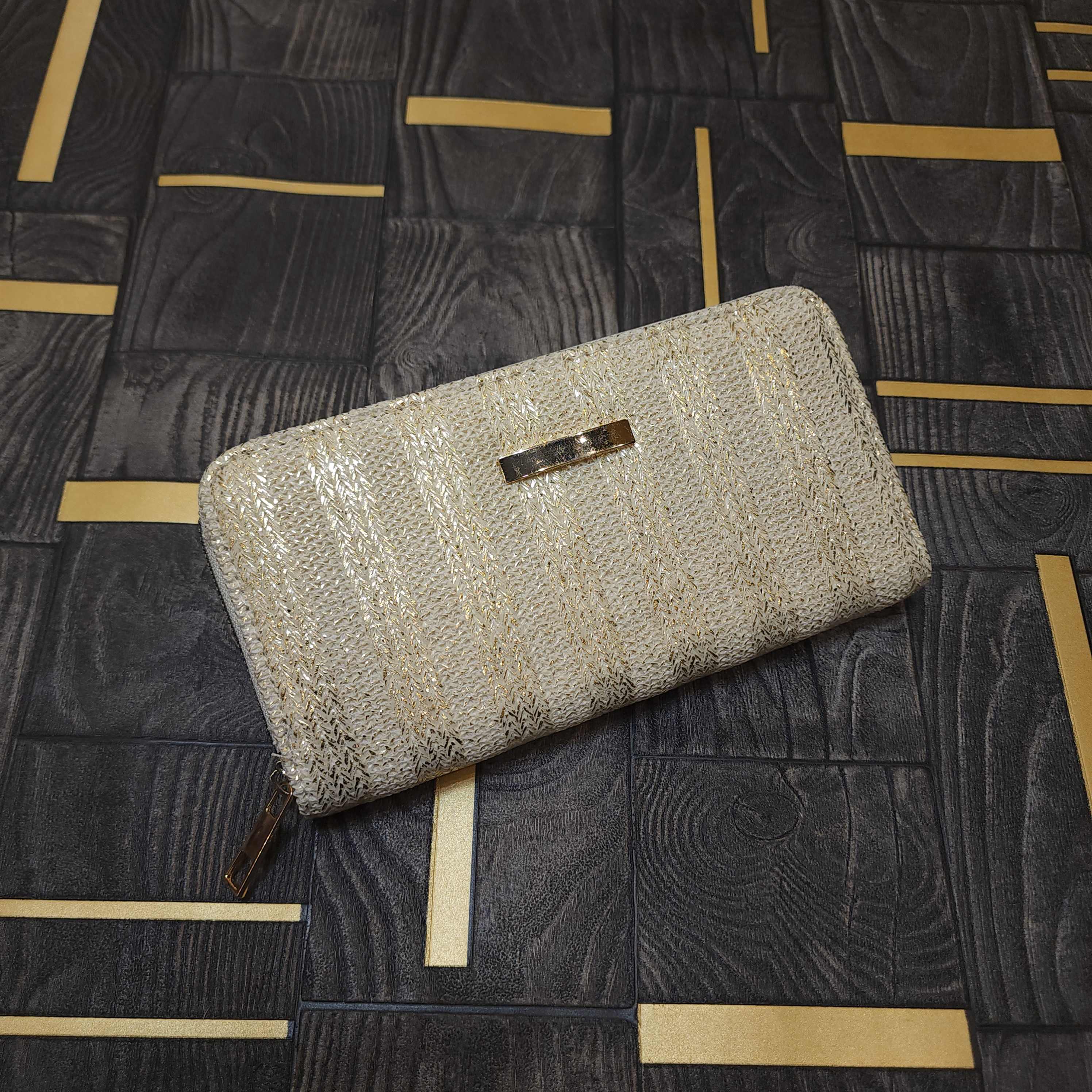Cream Gold Stripe Wallet - Maha fashions -  Handbags & Wallets
