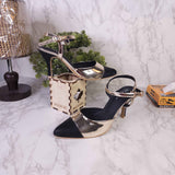 Black Golden Closetoe Sandals