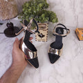 Black Golden Closetoe Sandals - Maha fashions -  Women Footwear