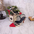 Red Golden Closetoe Sandals - Maha fashions -  Women Footwear