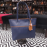 Navy Textured Handbag - Premium Women's Tote Bag