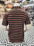 Brown Black Classic Striped Polo Shirt - Maha fashions -  