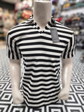 White Black Classic Striped Polo Shirt - Maha fashions -  