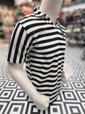 White Black Classic Striped Polo Shirt - Maha fashions -  