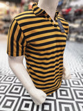 Yellow Black Classic Striped Polo Shirt - Maha fashions -  