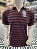 Purple Black Classic Striped Polo Shirt - Maha fashions -  