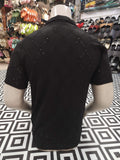 Black Textured Diamond Pattern Polo Shirt - Maha fashions -  Men Clothing