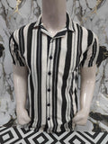Black & White Striped Short Sleeve Shirt