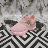 Pink Chunky Sneakers with Gold Star Chain Details - Maha fashions -  Women Footwear
