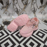 Pink Chunky Sneakers with Gold Star Chain Details - Maha fashions -  Women Footwear