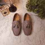 Grey Premium Tassel Loafers - Maha fashions -  Men Footwear