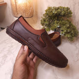 Brown Premium Stitched Loafers - Maha fashions -  Men Footwear