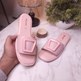 Pink Buckle Slides - Maha fashions -  Women Footwear