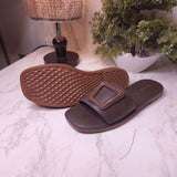 Brown Buckle Slides - Maha fashions -  Women Footwear