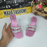 Pink Studs Slippers - Maha fashions -  Women Footwear