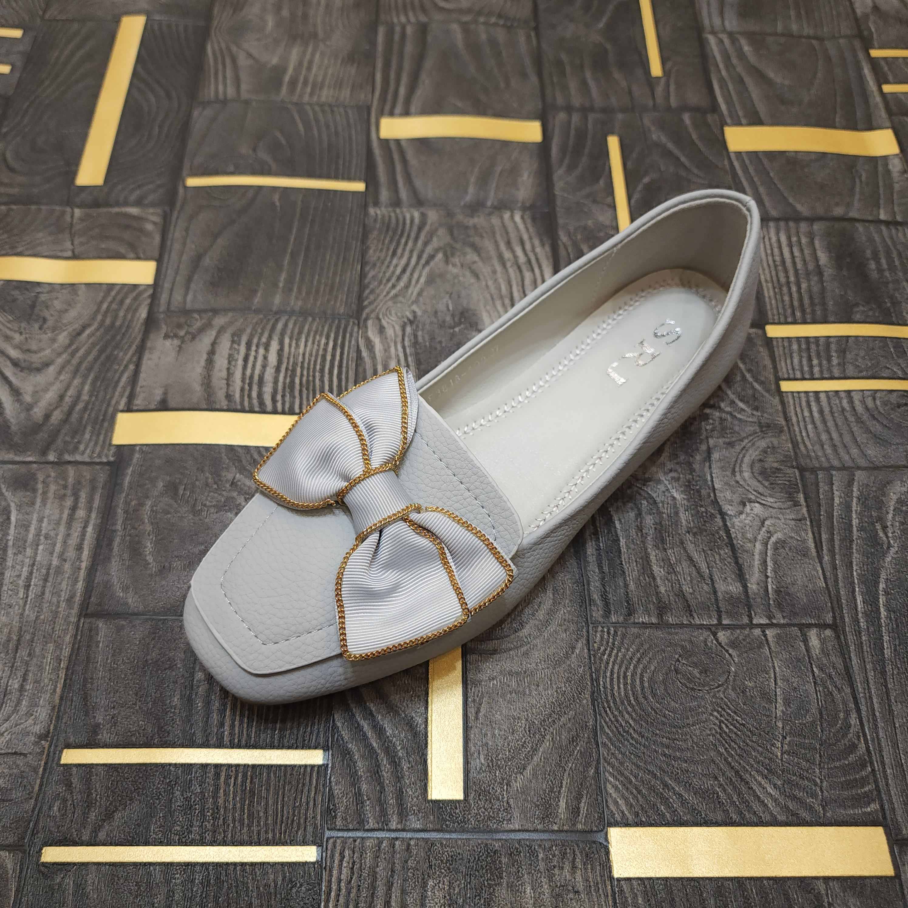 Grey Bow Comfy Shoes - Maha fashions -  Women Footwear