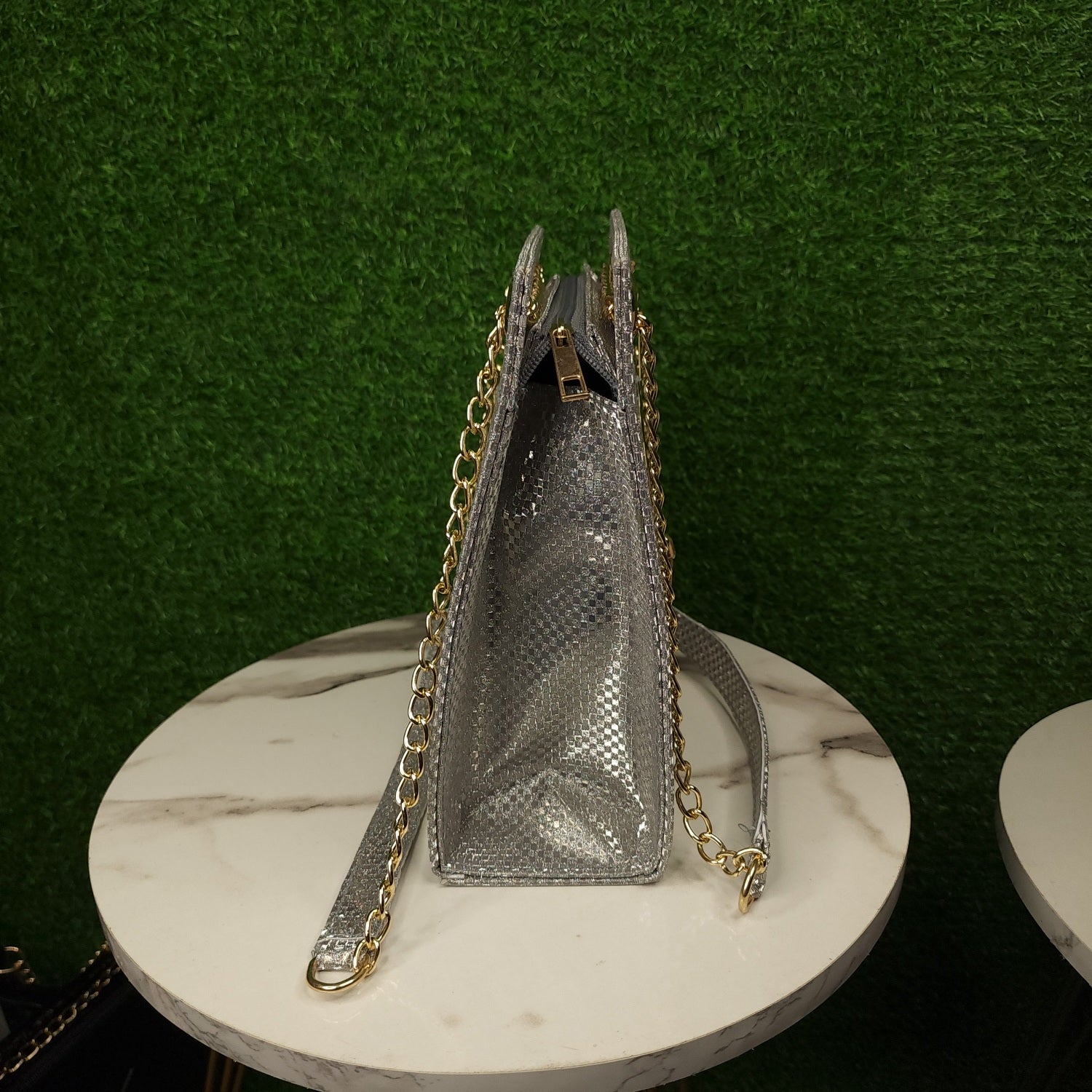 Silver Shining Handbag - Maha fashions -  Handbags & Wallets