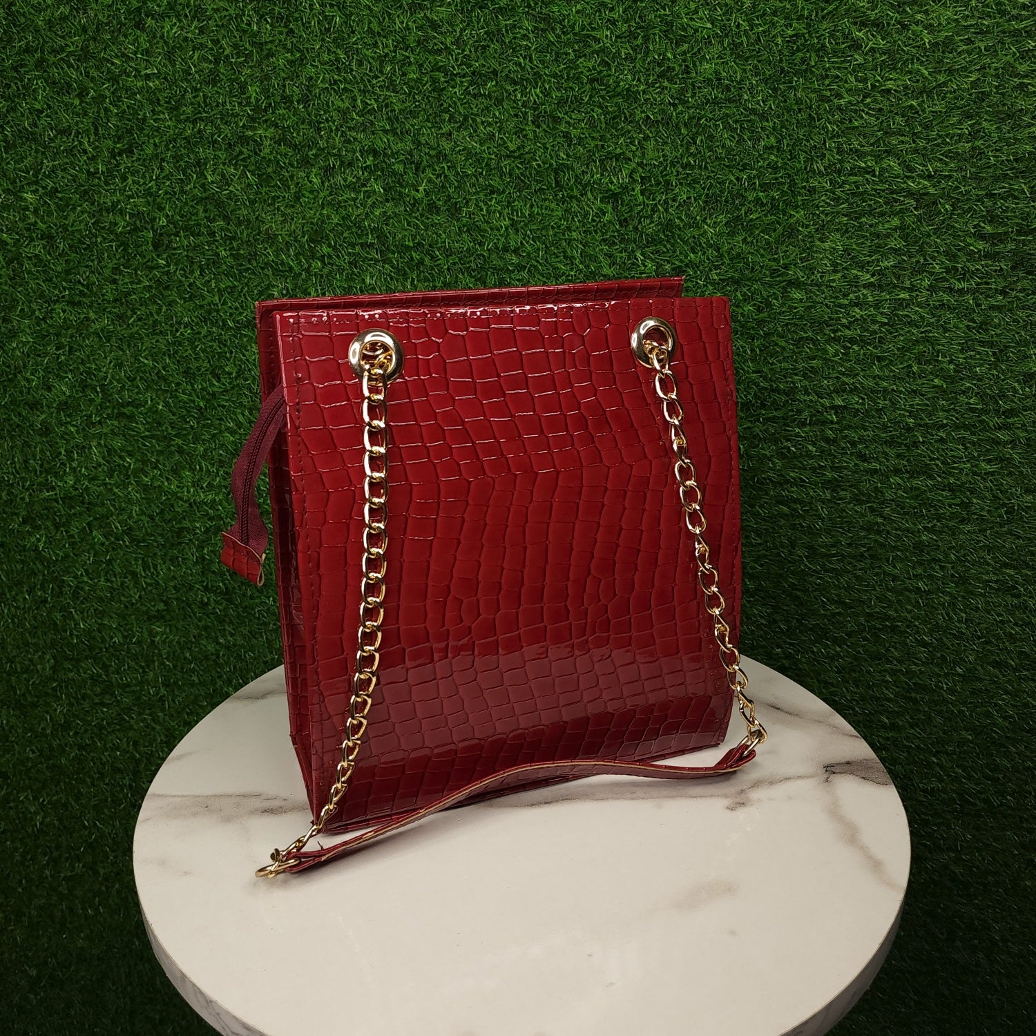 Red Handbag with belt chain - Maha fashions -  Handbags & Wallets