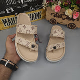 Buckle Beige Slippers - Maha fashions -  Men Footwear