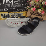 Black Sandals with Golden Buckle - Maha fashions -  Men Footwear