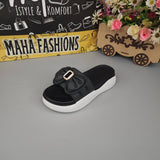 Black Bow Buckle Slides - Maha fashions -  Women Footwear