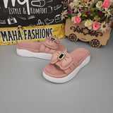 Pink Bow Buckle Slides - Maha fashions -  Women Footwear