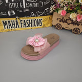 Pink Floral Slides - Maha fashions -  Women Footwear