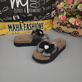 Black Floral Slides - Maha fashions -  Women Footwear