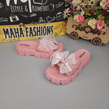 Pink Bow Softies For Her - Maha fashions -  Women Footwear