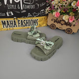 Green Bow Softies For Her - Maha fashions -  Women Footwear