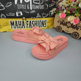 Peach Bow Slides - Maha fashions -  Women Footwear