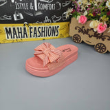 Peach Bow Slides - Maha fashions -  Women Footwear