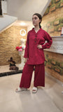 Red Two-Piece Co-Ord Set - Maha fashions -  Women Clothing