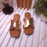 Chic Metallic Copper Flat Sandals