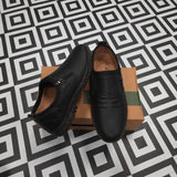 Premium Black Leather Casual Shoes - Maha fashions -  Men Footwear
