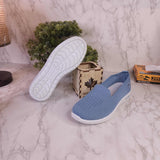 Blue Women Slip On Sneakers Wide Width Comfort Walking Shoes Casual Flat